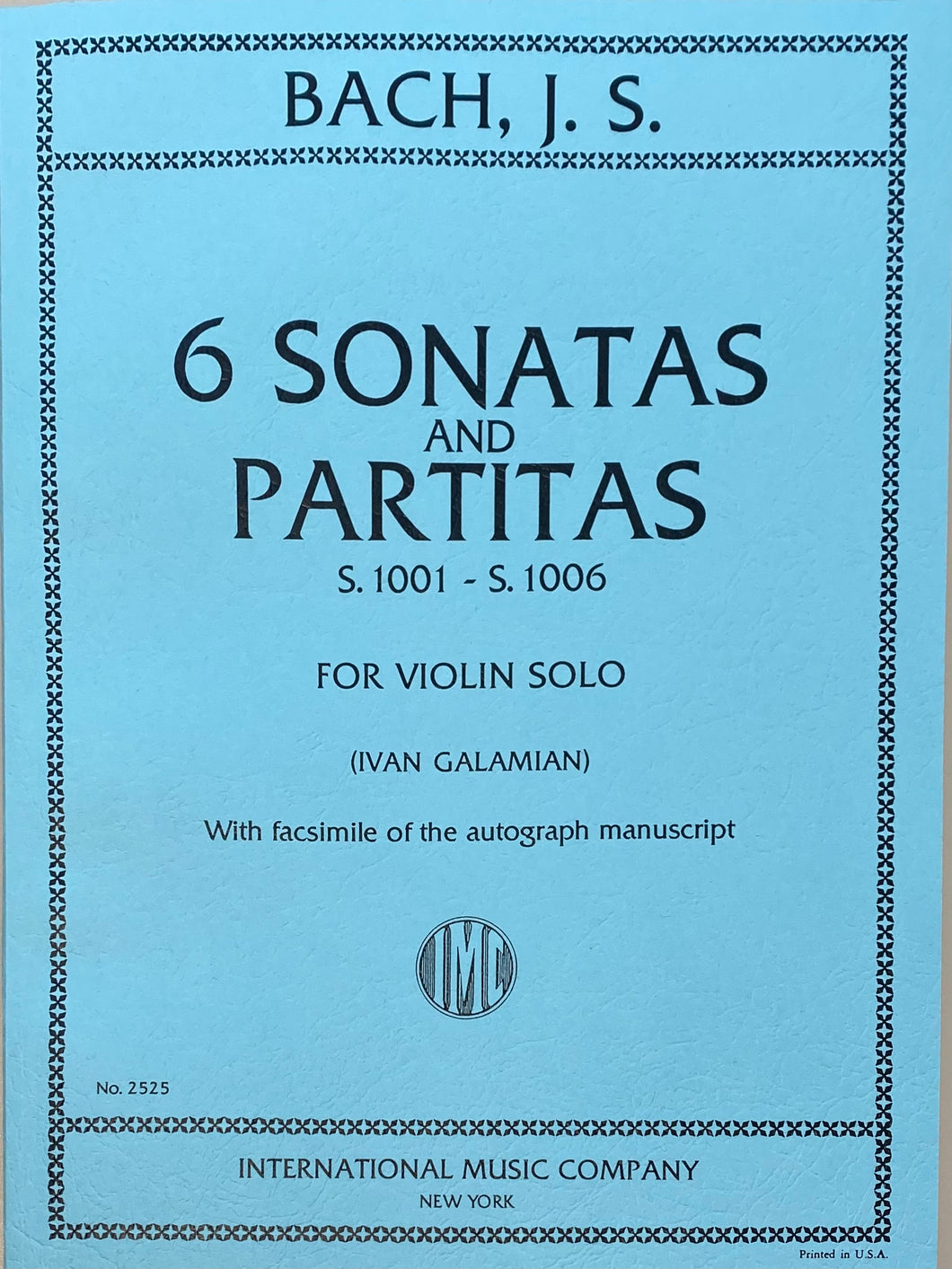 J. S. バッハ：無伴奏バイオリンのためのソナタとパルティータ BWV 1001-1006/ガラミアン編